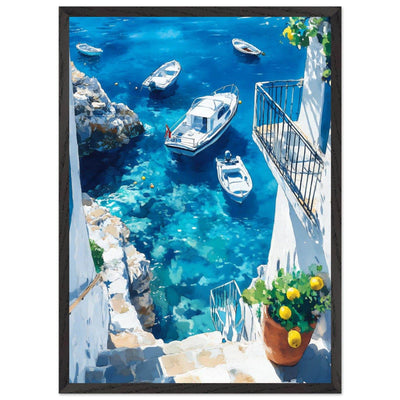 Vintage Italian Coastal Drive Mediterranean Blue Waters - Vibrantwalls