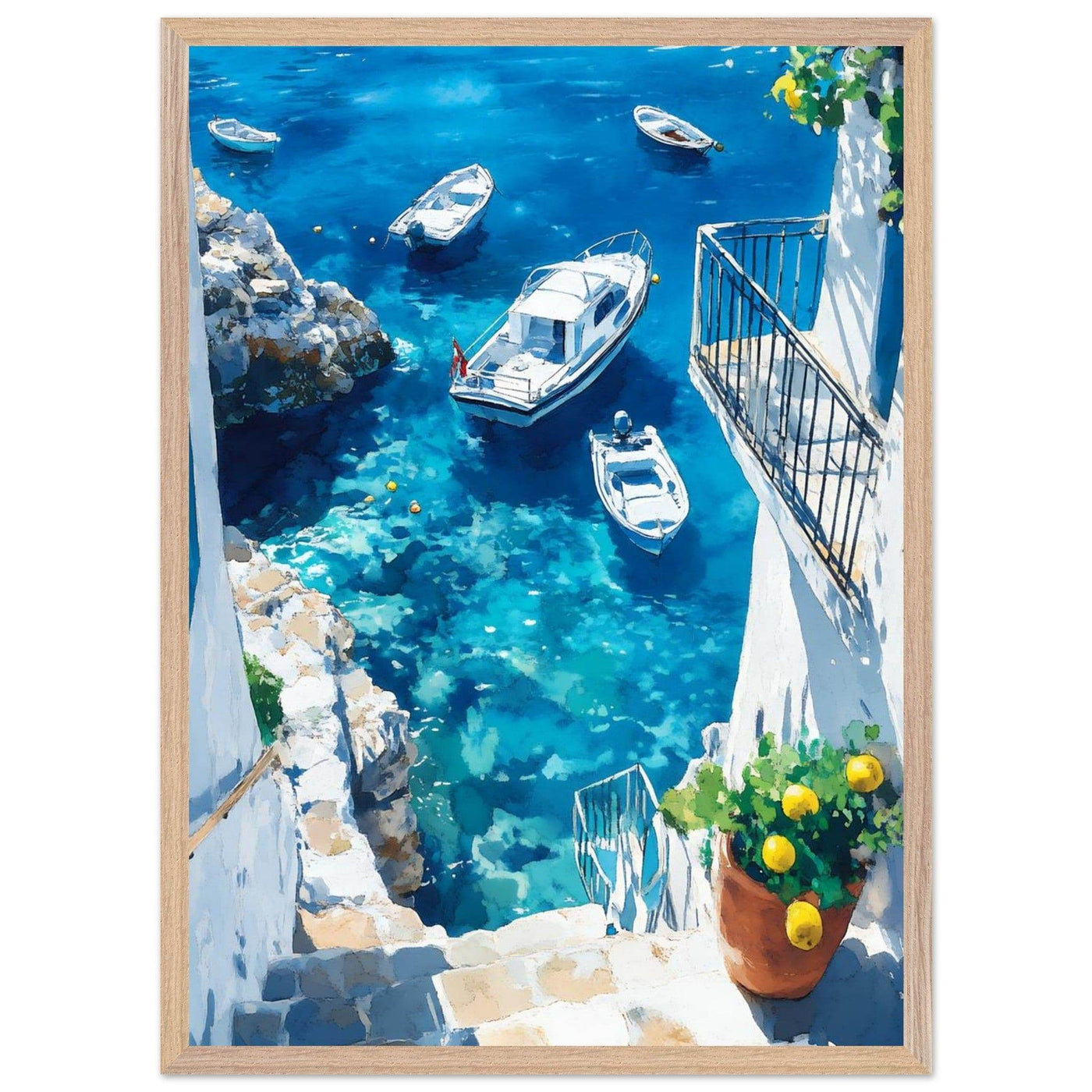 Vintage Italian Coastal Drive Mediterranean Blue Waters - Vibrantwalls