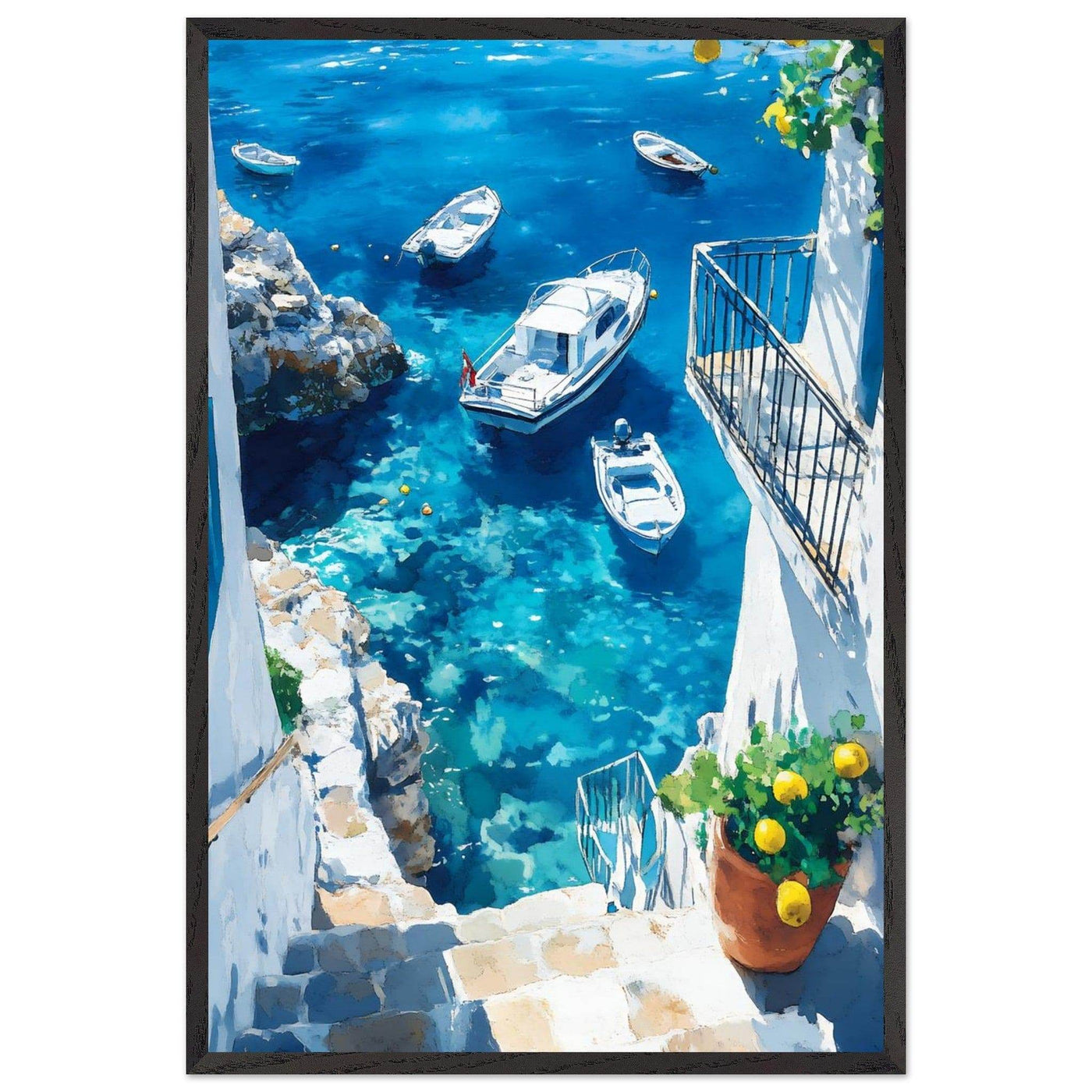 Vintage Italian Coastal Drive Mediterranean Blue Waters - Vibrantwalls
