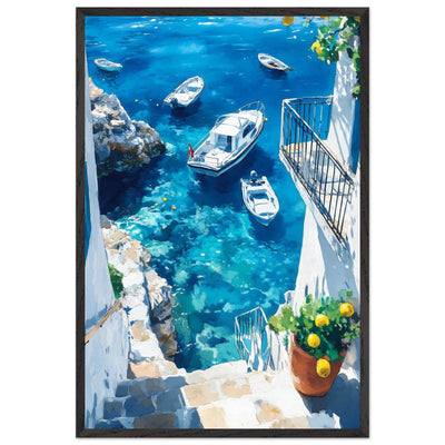 Vintage Italian Coastal Drive Mediterranean Blue Waters - Vibrantwalls