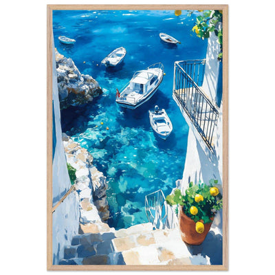 Vintage Italian Coastal Drive Mediterranean Blue Waters - Vibrantwalls