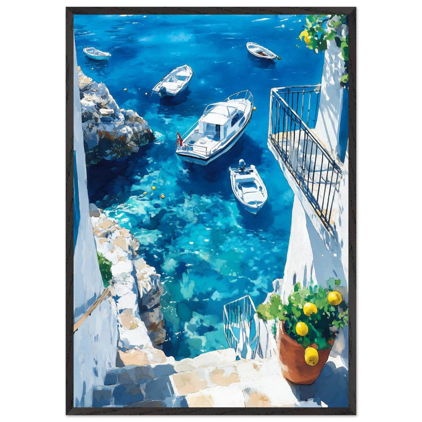 Vintage Italian Coastal Drive Mediterranean Blue Waters - Vibrantwalls