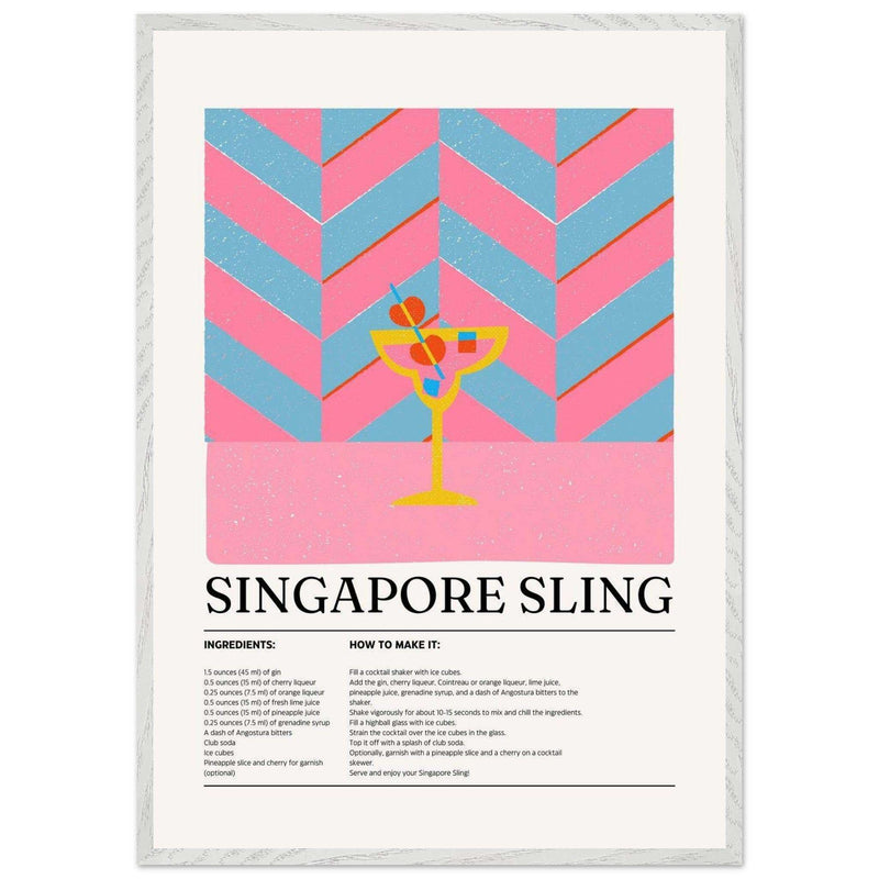 Singapore Sling Cocktail Recipe Wall Art - Vibrantwalls