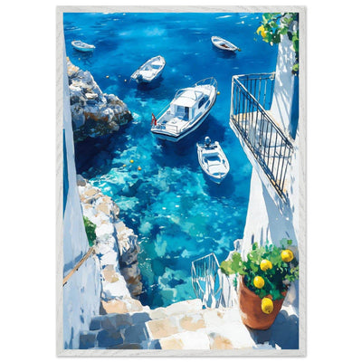 Vintage Italian Coastal Drive Mediterranean Blue Waters - Vibrantwalls