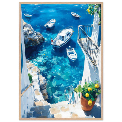 Vintage Italian Coastal Drive Mediterranean Blue Waters - Vibrantwalls