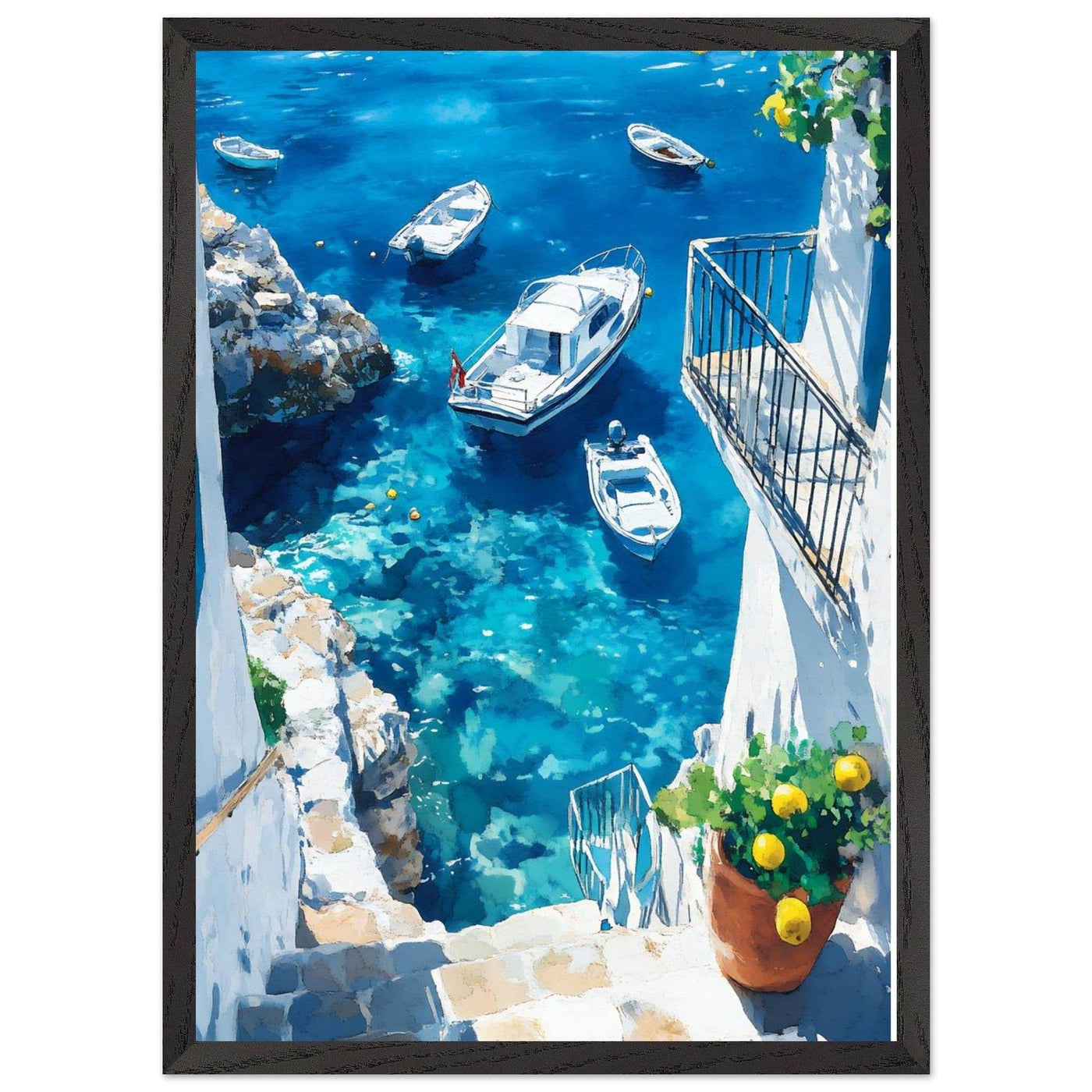 Vintage Italian Coastal Drive Mediterranean Blue Waters - Vibrantwalls