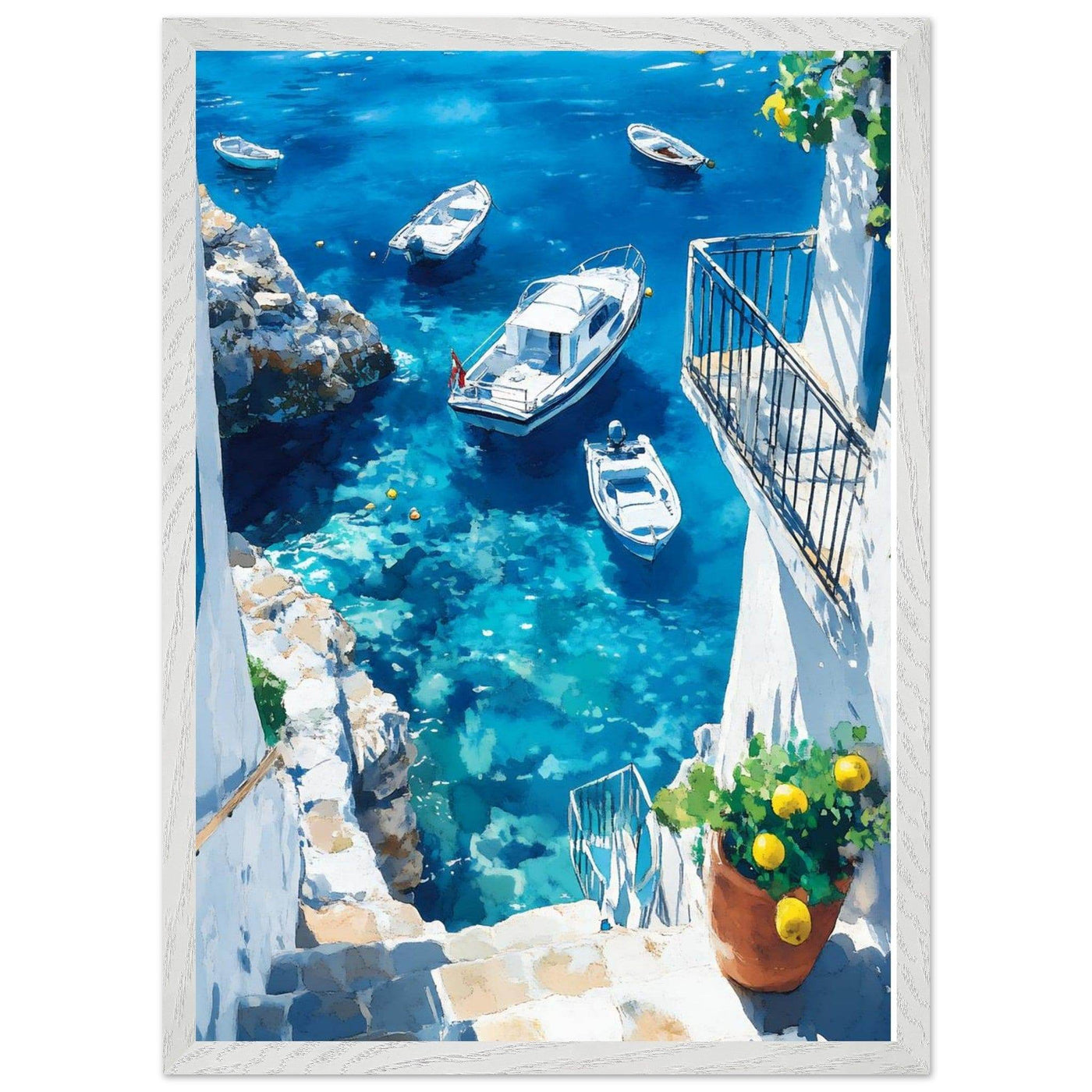 Vintage Italian Coastal Drive Mediterranean Blue Waters - Vibrantwalls