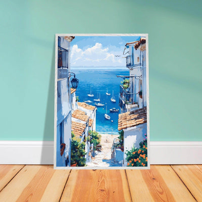 Mediterranean Seascape White Village Coastal Charm - Vibrantwalls