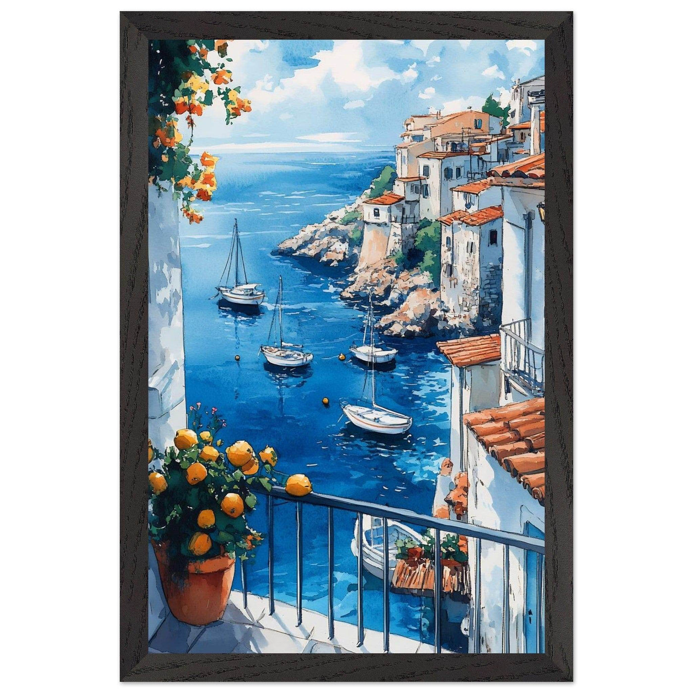 Amalfi Coast Italian Seascape: Serenity with Lush Lemons - Vibrantwalls