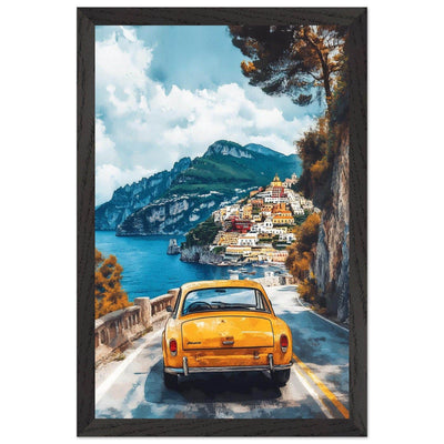 Vintage Italian Coastal View - Cliffside Village Art Print - Vibrantwalls