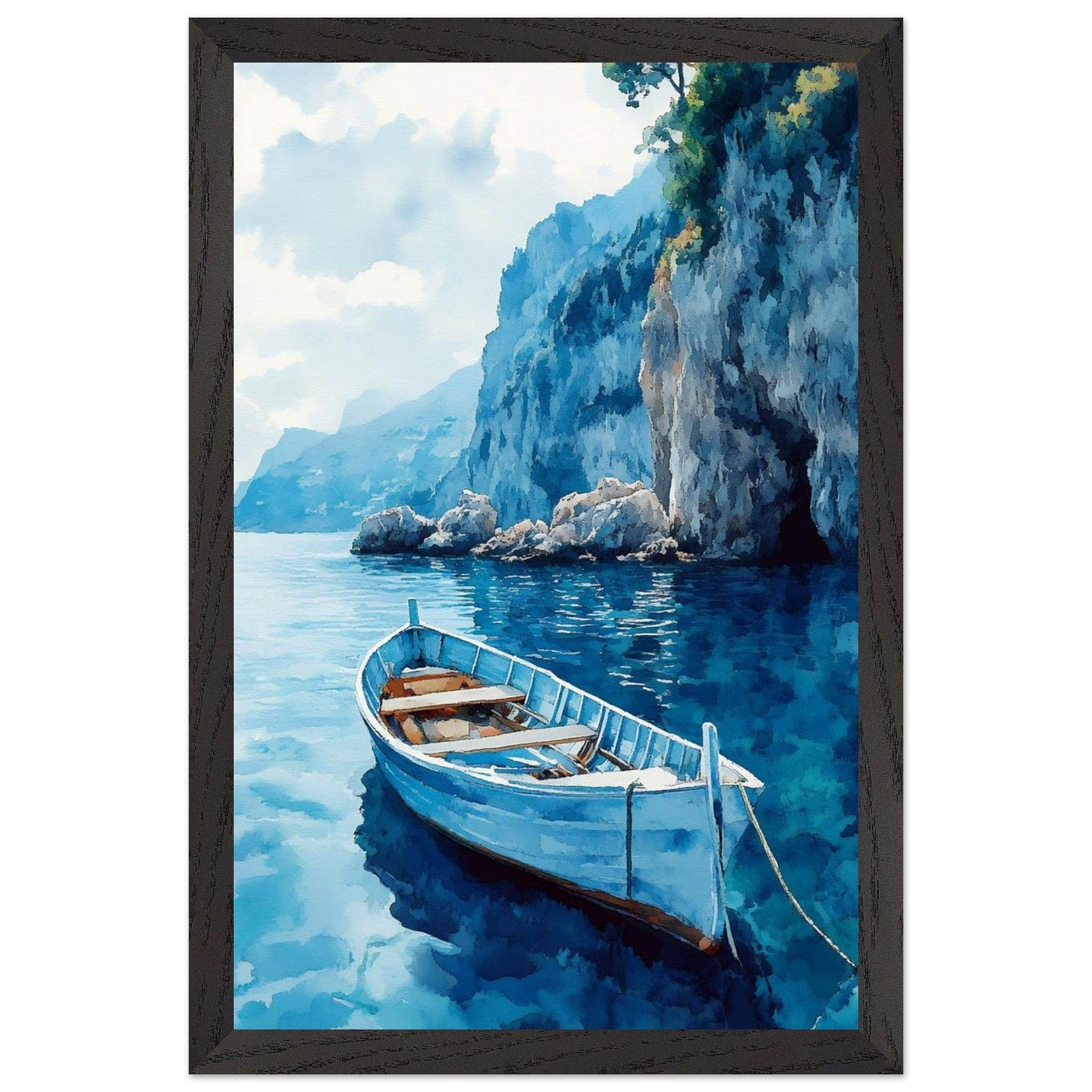 Mediterranean Blue Boat Amalfi Coast - Vibrantwalls