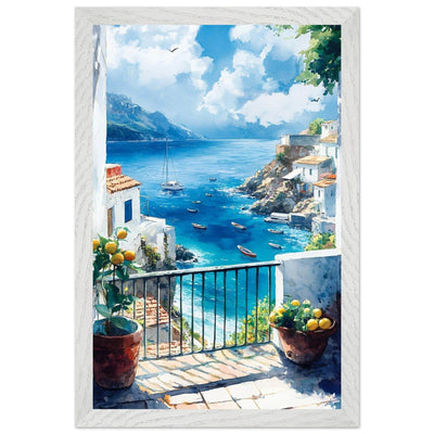 Mediterranean Balcony View Coastal Village Azure - Vibrantwalls