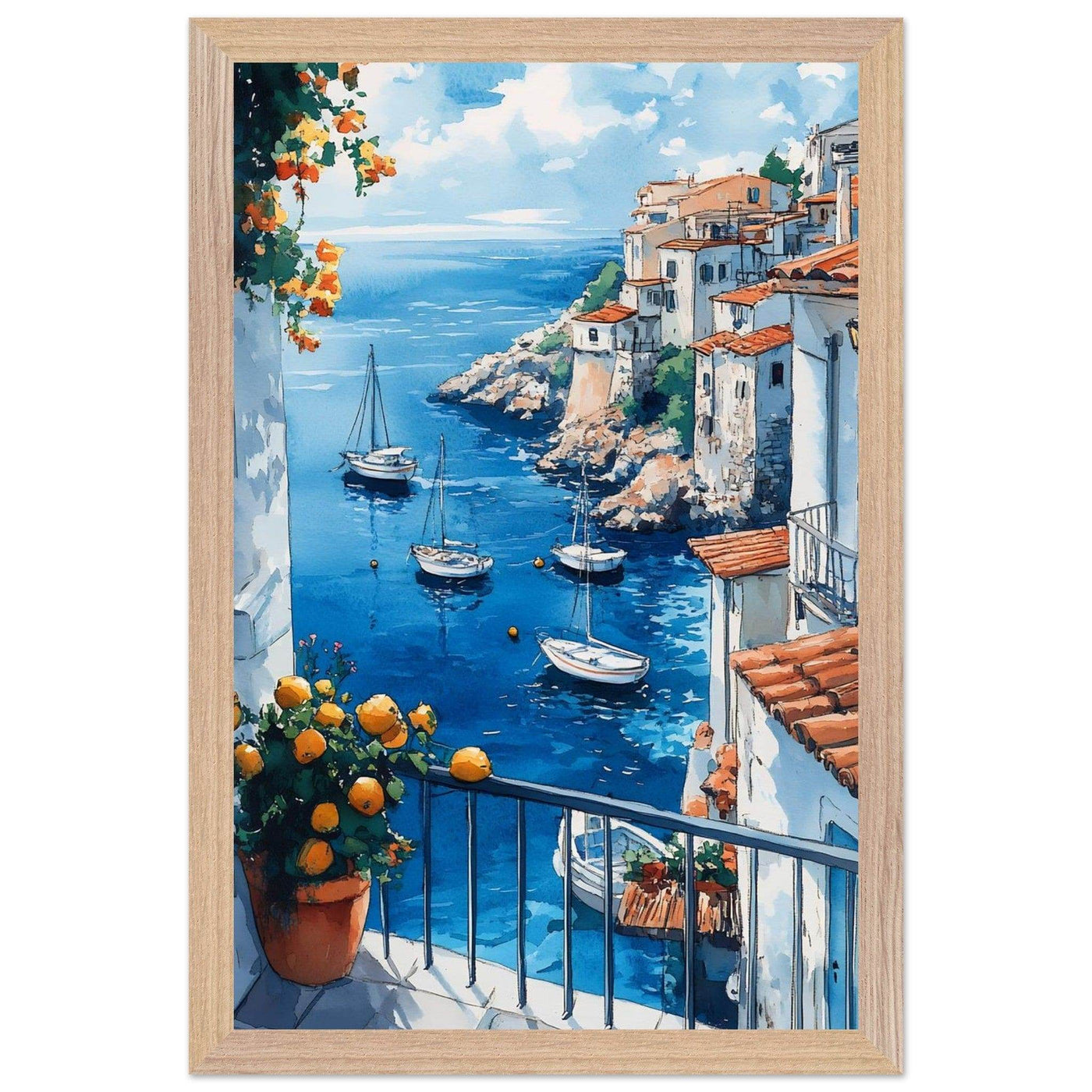 Amalfi Coast Italian Seascape: Serenity with Lush Lemons - Vibrantwalls