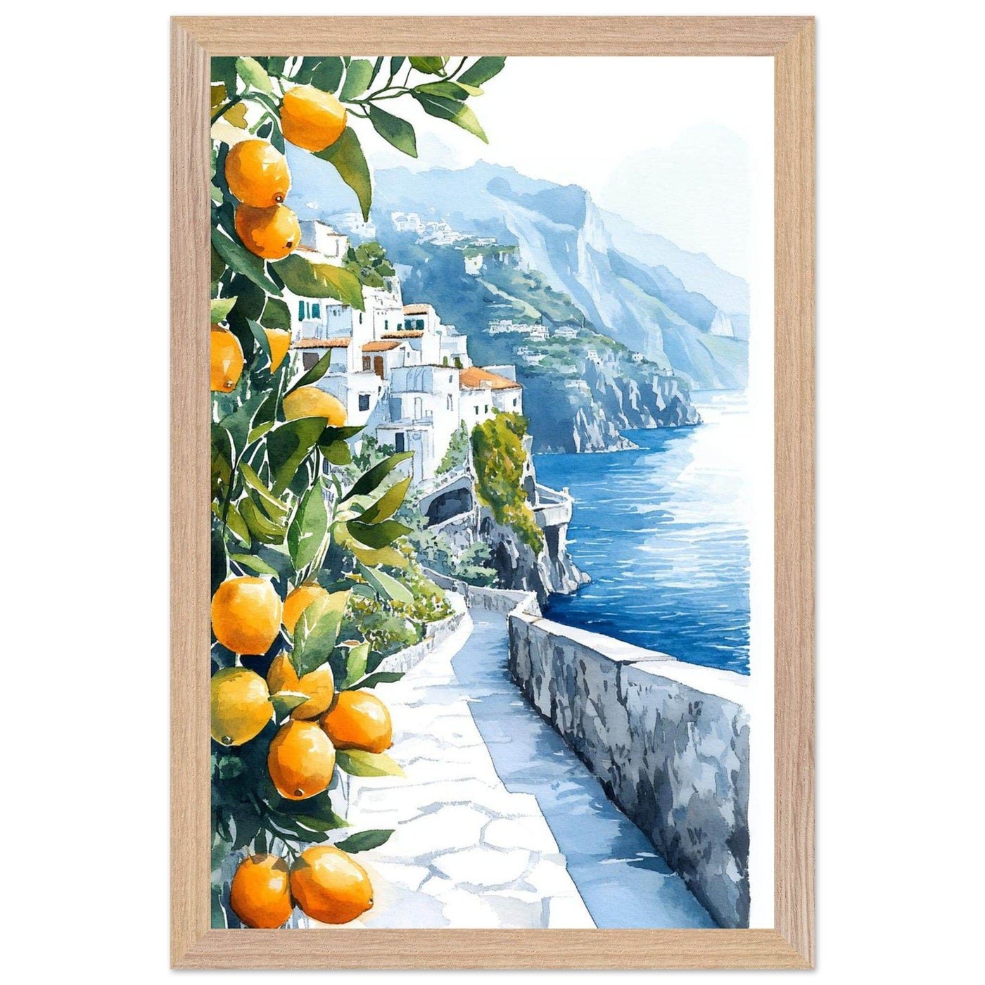 Amalfi Coast Lemon Grove Watercolor - Vibrantwalls