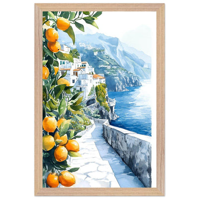 Amalfi Coast Lemon Grove Watercolor - Vibrantwalls