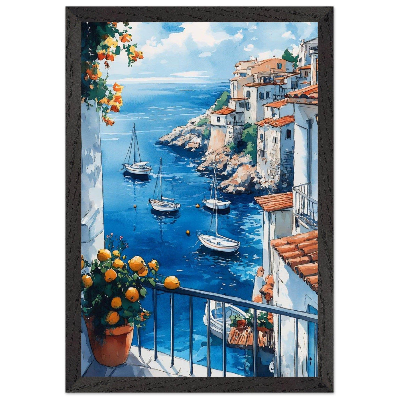 Amalfi Coast Italian Seascape: Serenity with Lush Lemons - Vibrantwalls