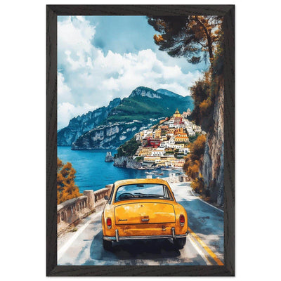 Vintage Italian Coastal View - Cliffside Village Art Print - Vibrantwalls