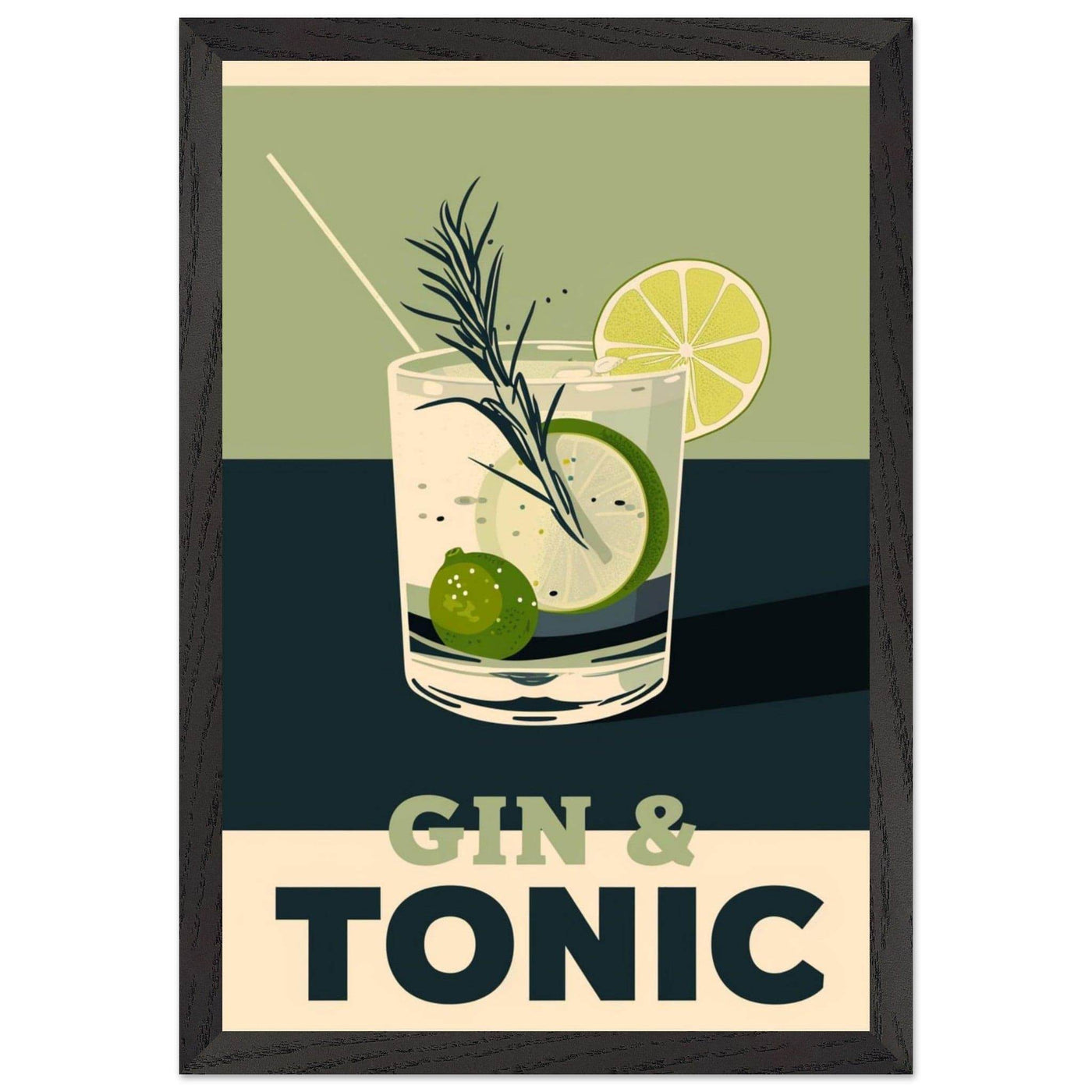 Gin Tonic Cocktail Recipe Contemporary Bar Poster - Vibrantwalls