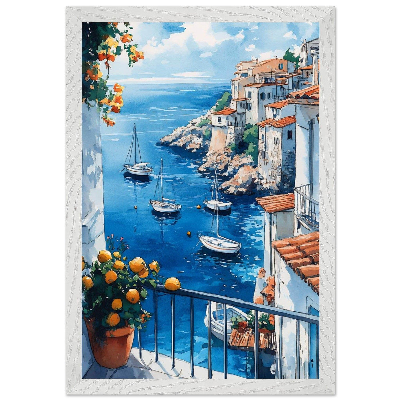 Amalfi Coast Italian Seascape: Serenity with Lush Lemons - Vibrantwalls