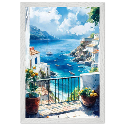 Mediterranean Balcony View Coastal Village Azure - Vibrantwalls