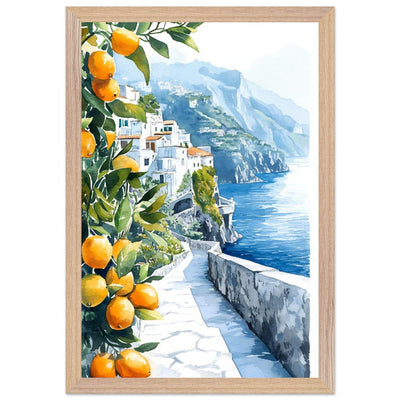 Amalfi Coast Lemon Grove Watercolor - Vibrantwalls