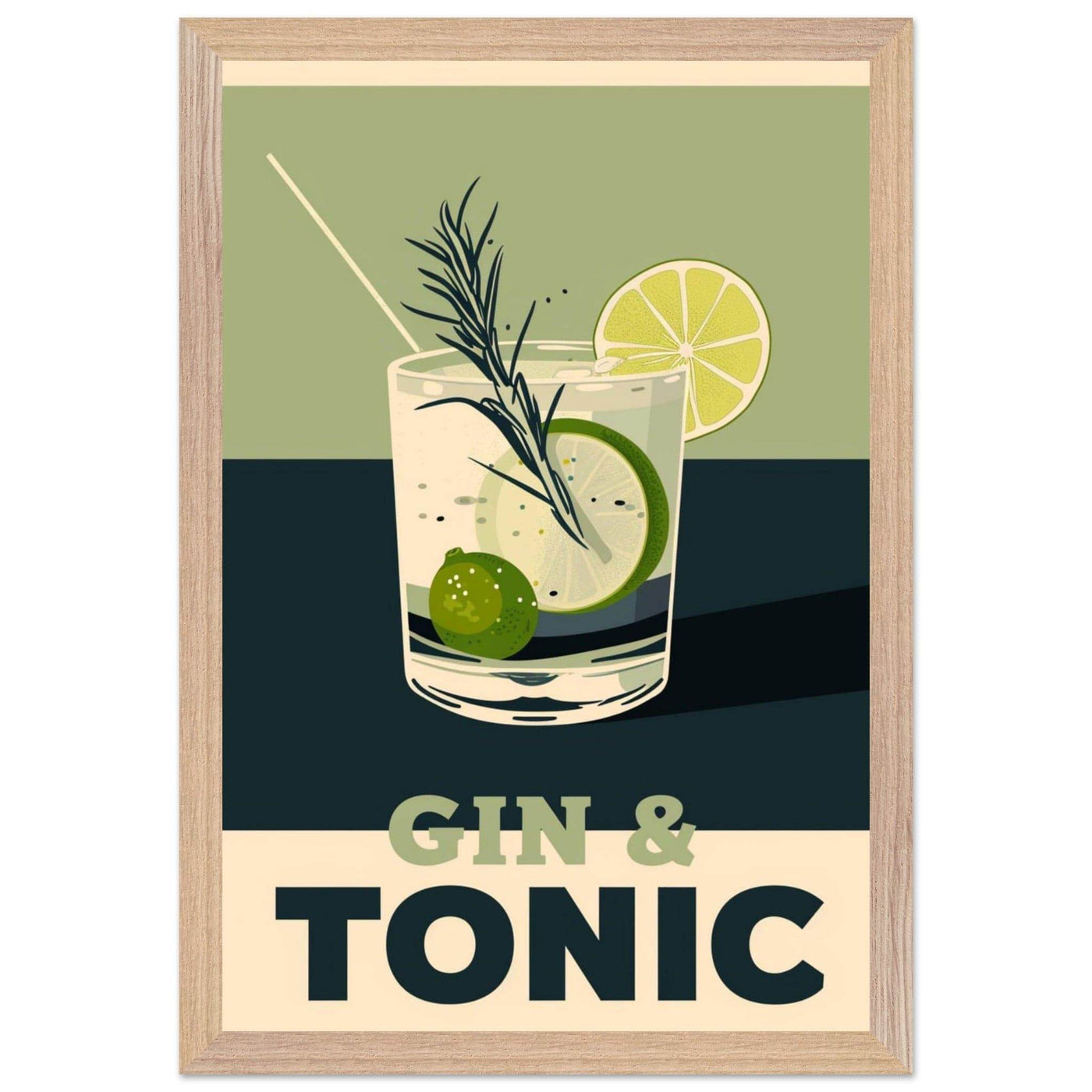 Gin Tonic Cocktail Recipe Contemporary Bar Poster - Vibrantwalls