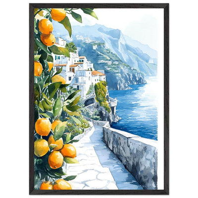 Amalfi Coast Lemon Grove Watercolor - Vibrantwalls