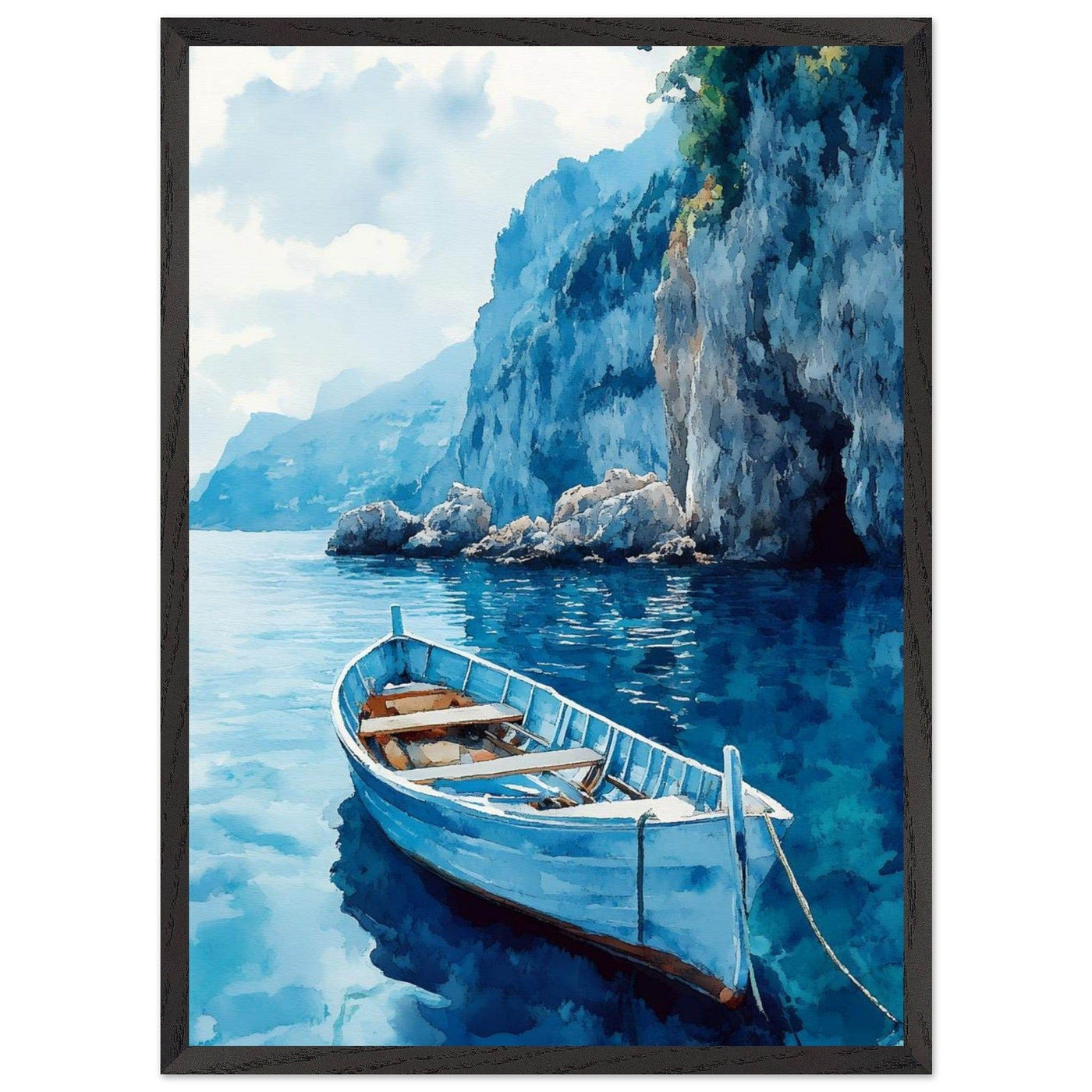 Mediterranean Blue Boat Amalfi Coast - Vibrantwalls