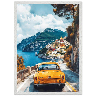 Vintage Italian Coastal View - Cliffside Village Art Print - Vibrantwalls