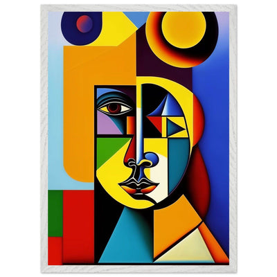 Cubist Cat Painting - Blue Orange Feline Portrait - Vibrantwalls