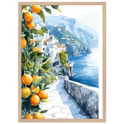 Amalfi Coast Lemon Grove Watercolor - Vibrantwalls