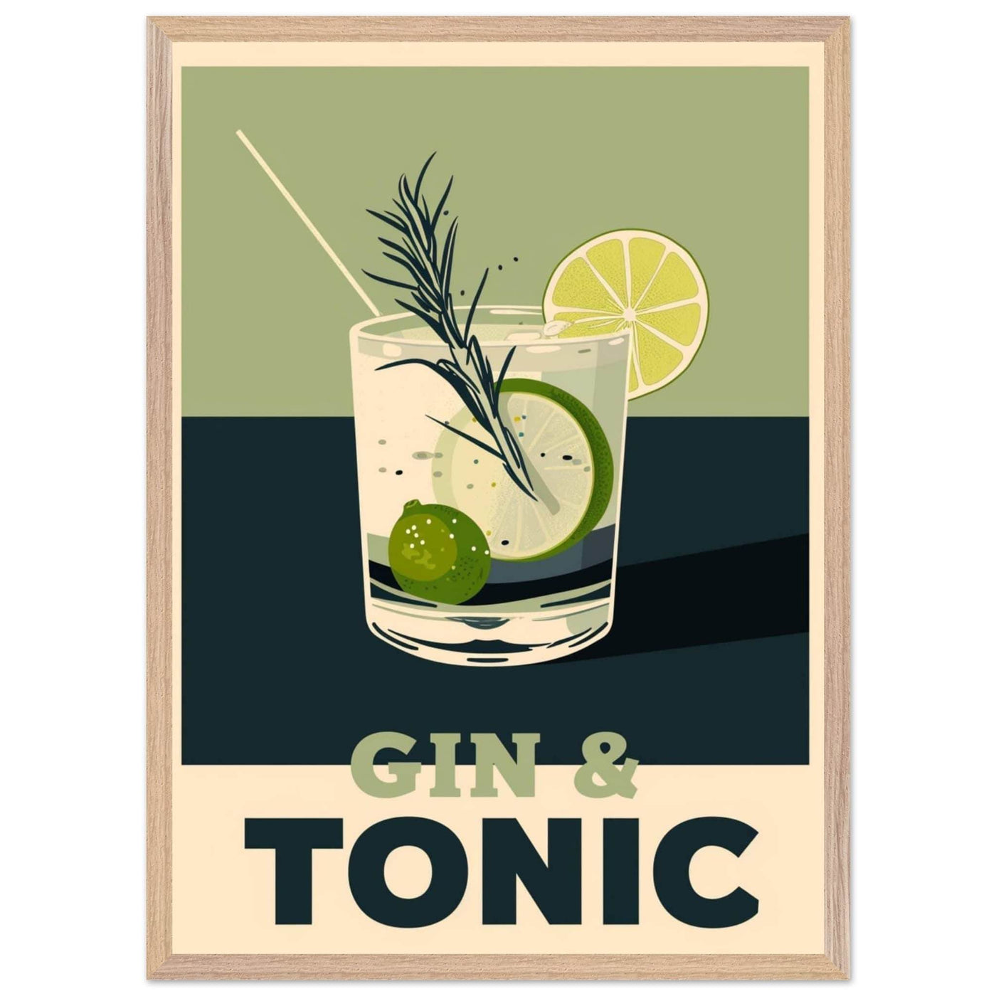 Gin Tonic Cocktail Recipe Contemporary Bar Poster - Vibrantwalls