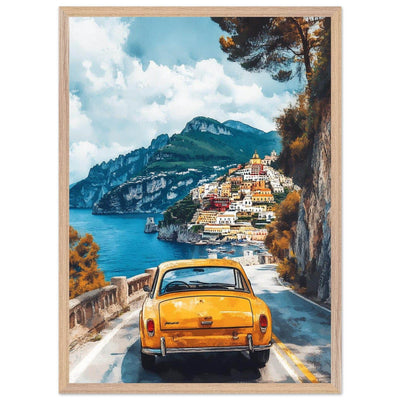Vintage Italian Coastal View - Cliffside Village Art Print - Vibrantwalls