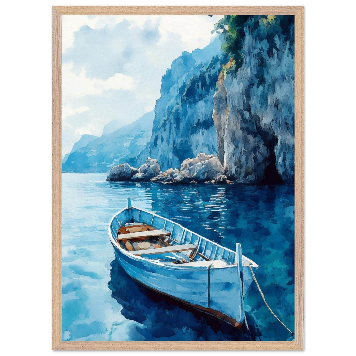Mediterranean Blue Boat Amalfi Coast - Vibrantwalls