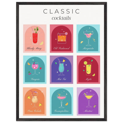 Classic Cocktails Set Nine Drink Recipes - Vibrantwalls