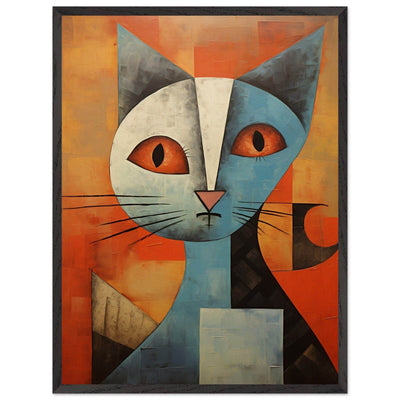 Cubist Cat Print - Abstract Blue and Orange Vibrant Wall Art - Vibrantwalls