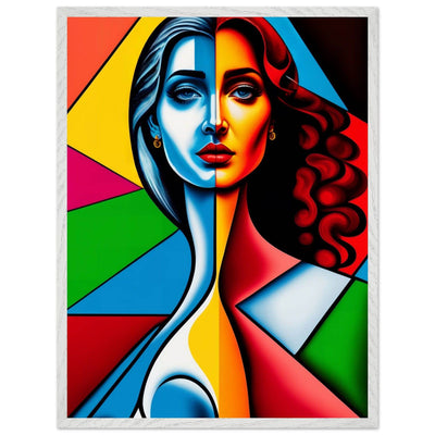 Cubist Woman Portrait Vibrant Split-Face Abstract - Vibrantwalls