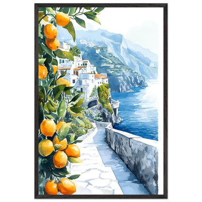 Amalfi Coast Lemon Grove Watercolor - Vibrantwalls