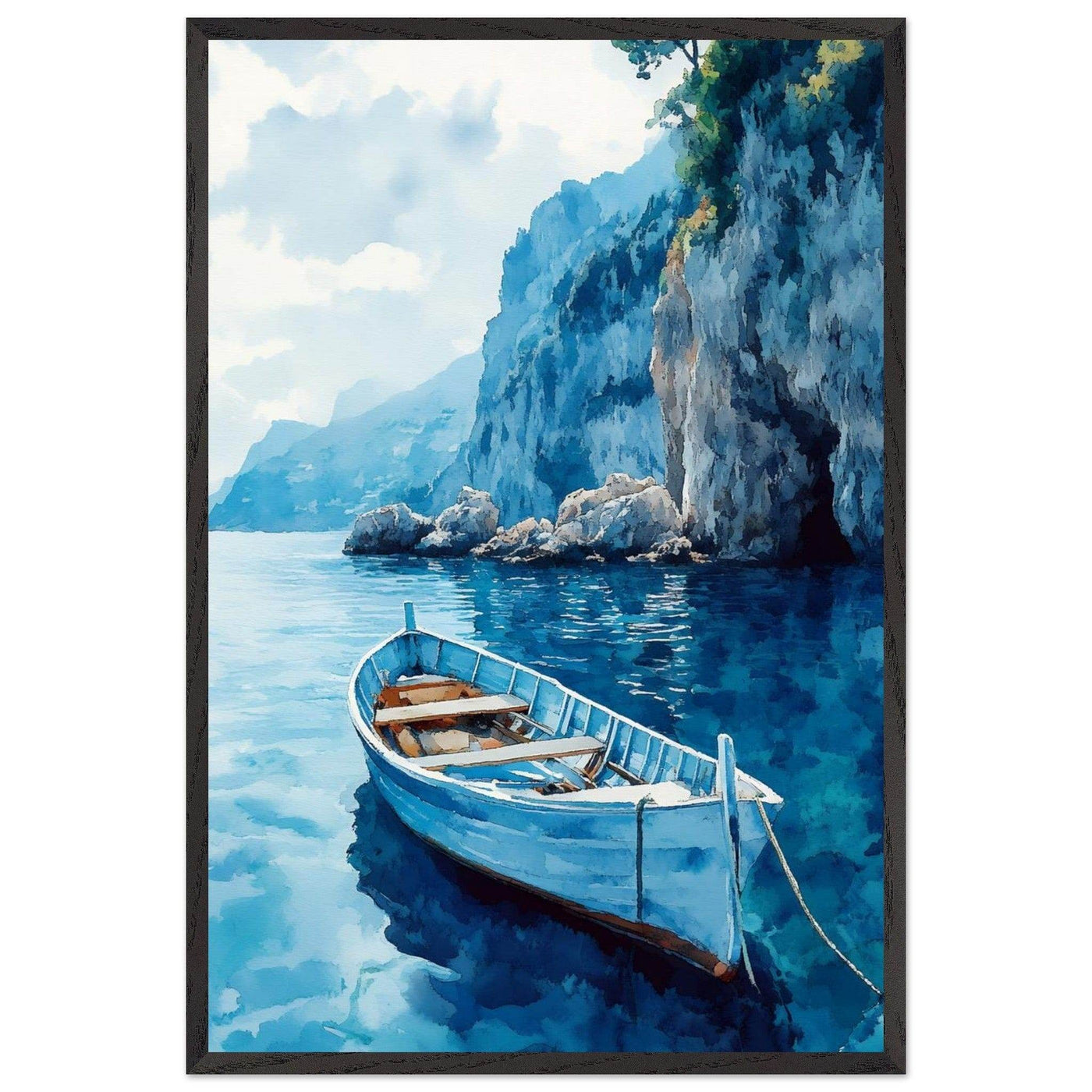 Mediterranean Blue Boat Amalfi Coast - Vibrantwalls