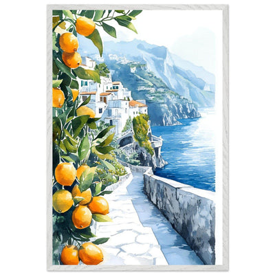 Amalfi Coast Lemon Grove Watercolor - Vibrantwalls