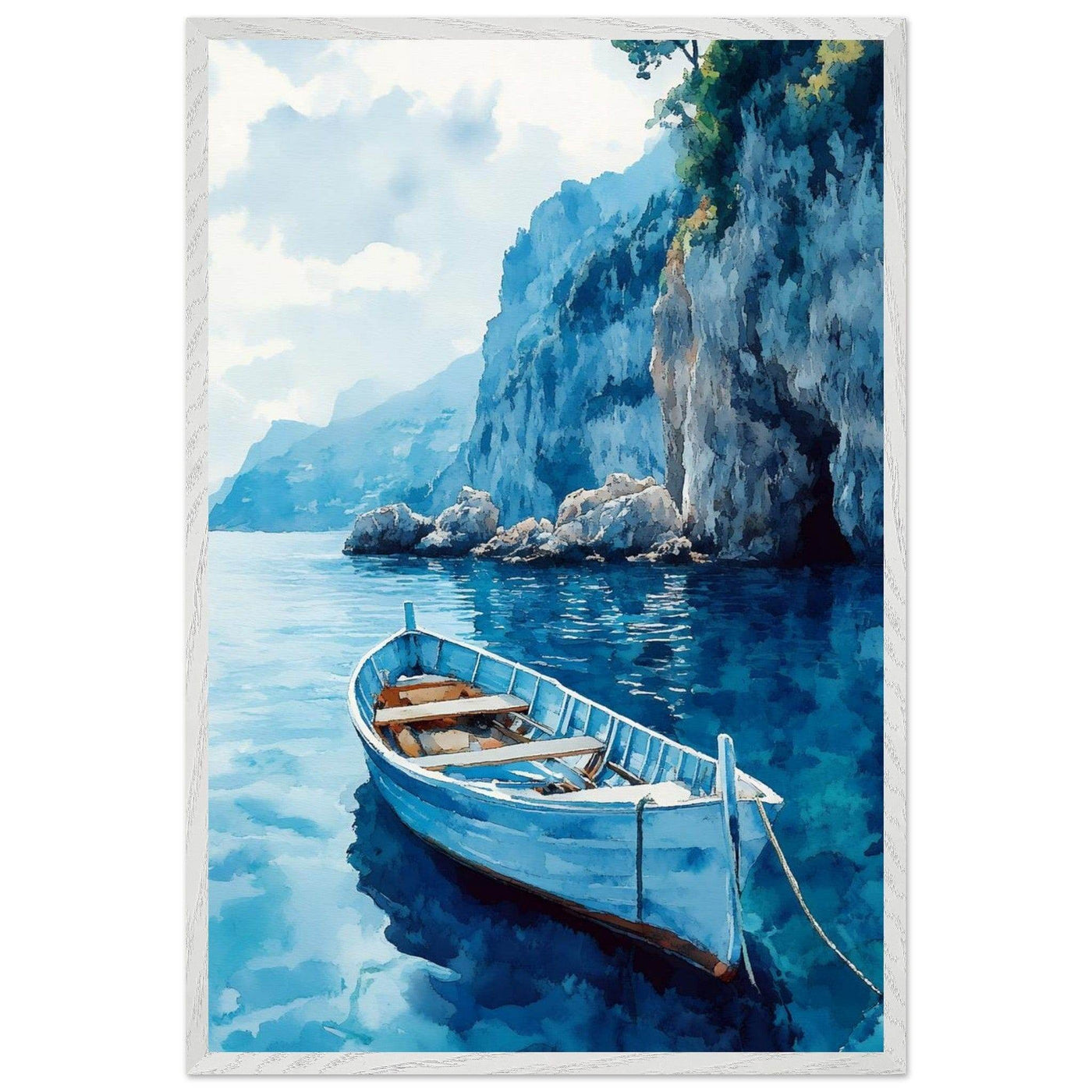 Mediterranean Blue Boat Amalfi Coast - Vibrantwalls