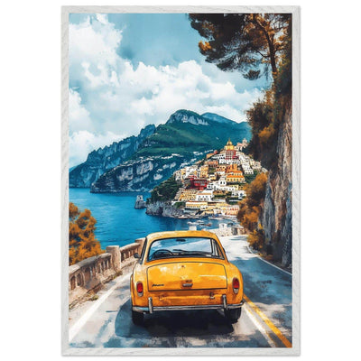 Vintage Italian Coastal View - Cliffside Village Art Print - Vibrantwalls