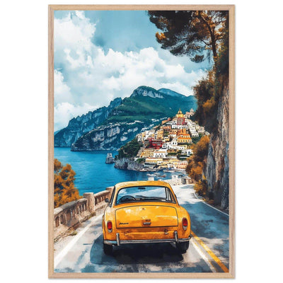Vintage Italian Coastal View - Cliffside Village Art Print - Vibrantwalls