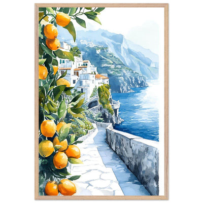 Amalfi Coast Lemon Grove Watercolor - Vibrantwalls