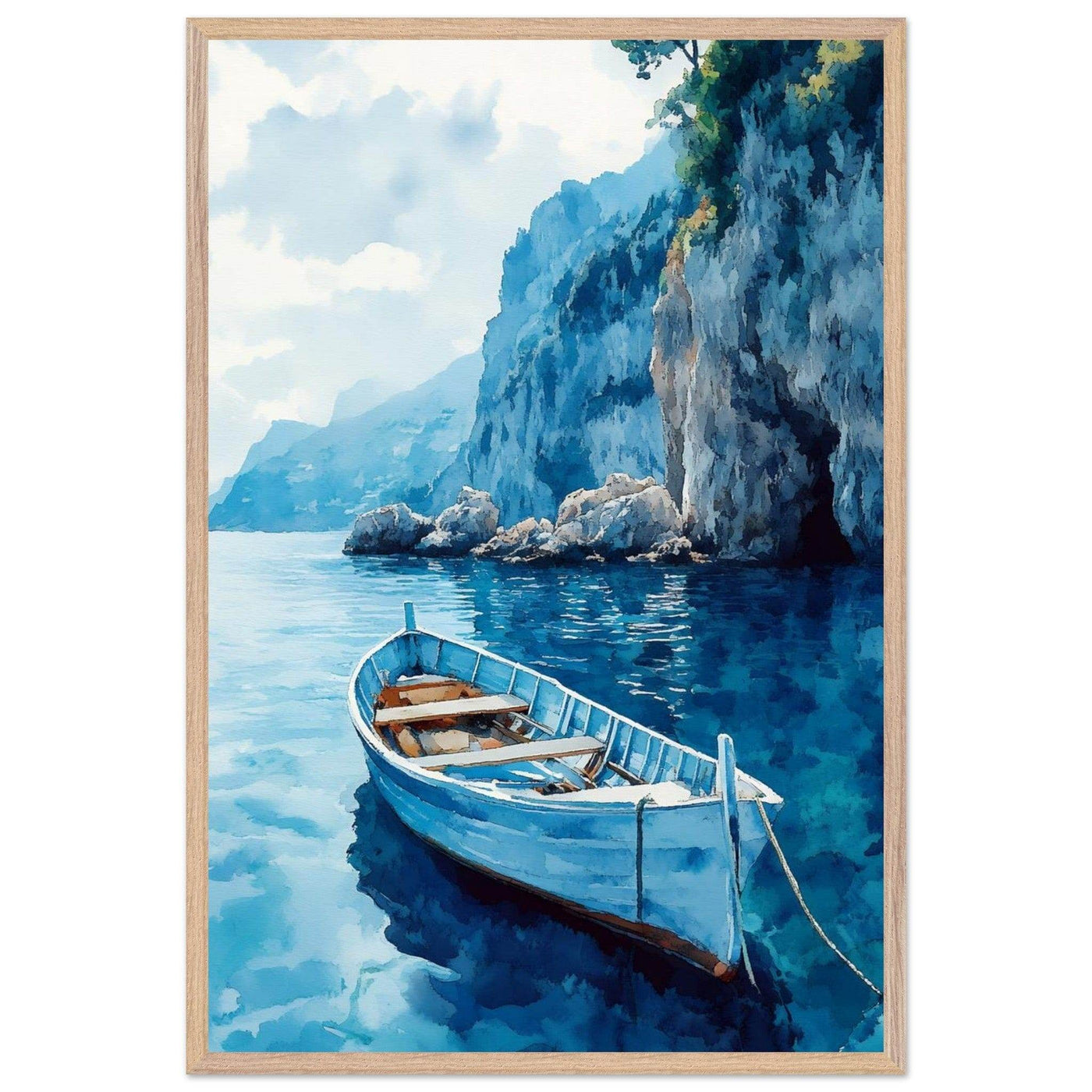 Mediterranean Blue Boat Amalfi Coast - Vibrantwalls