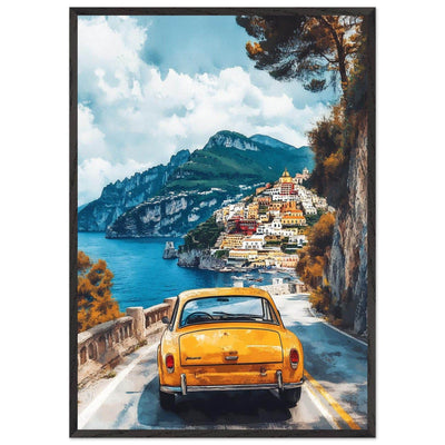 Vintage Italian Coastal View - Cliffside Village Art Print - Vibrantwalls