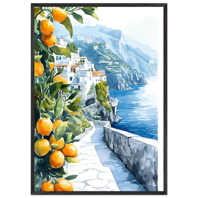Amalfi Coast Lemon Grove Watercolor - Vibrantwalls
