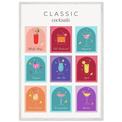 Classic Cocktails Set Nine Drink Recipes - Vibrantwalls
