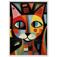 Cubist Cat Abstract Art Blue Orange Geometric Picasso Style Wall Art - Vibrantwalls