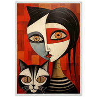 Cubist Muse Feline Companion Bold Abstract - Vibrantwalls